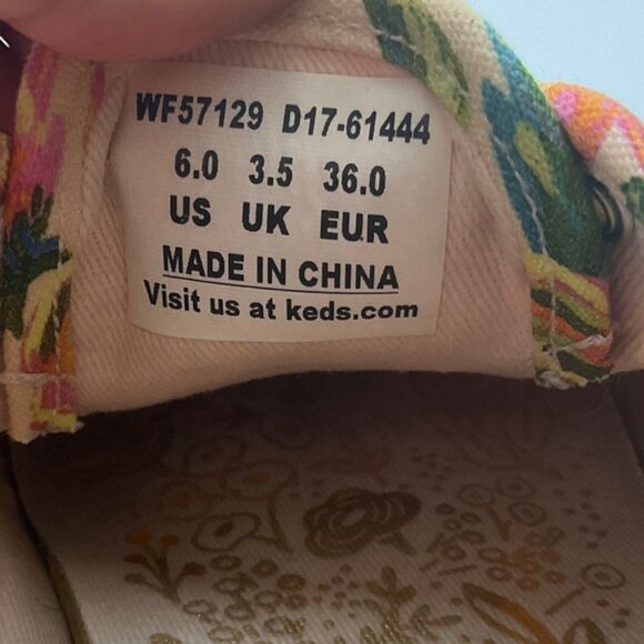 Keds Rifle Paper Collab Sz 6 Floral Canvas Sneakers Shoes Preppy Cottage* Read - Picture 11 of 15